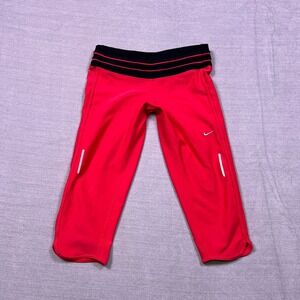 Nike Dri-FIT Women's Running Capris Red Black Small Athletic Workout Pants